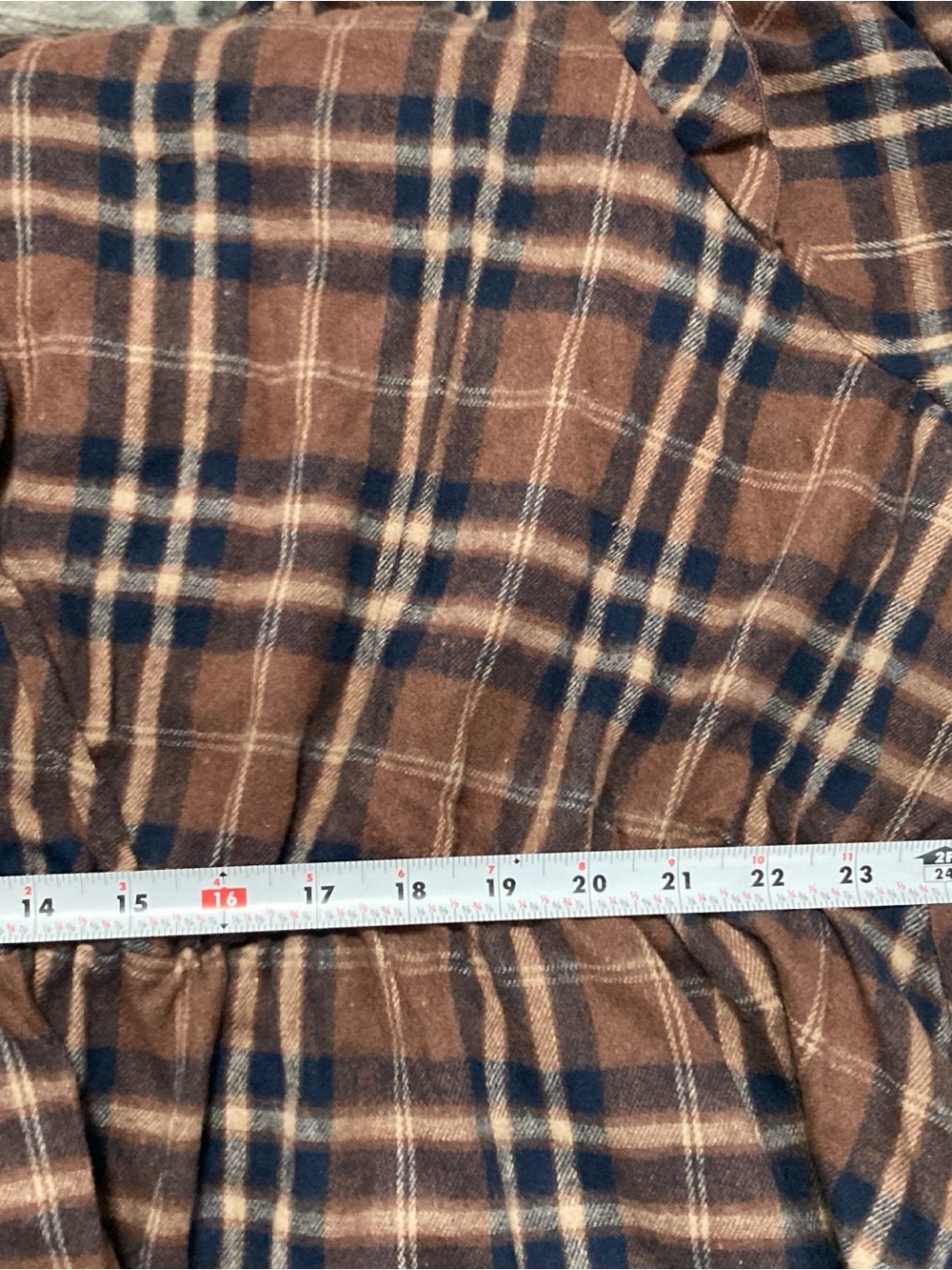 Bloomchic V Neck Plaid Ruffles Sleevele Dress brown Sz 30 Oversized - Picture 10 of 16